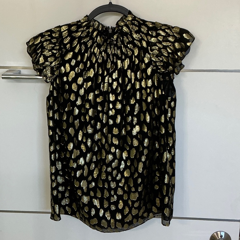 Rebecca Taylor Black and Gold Blouse